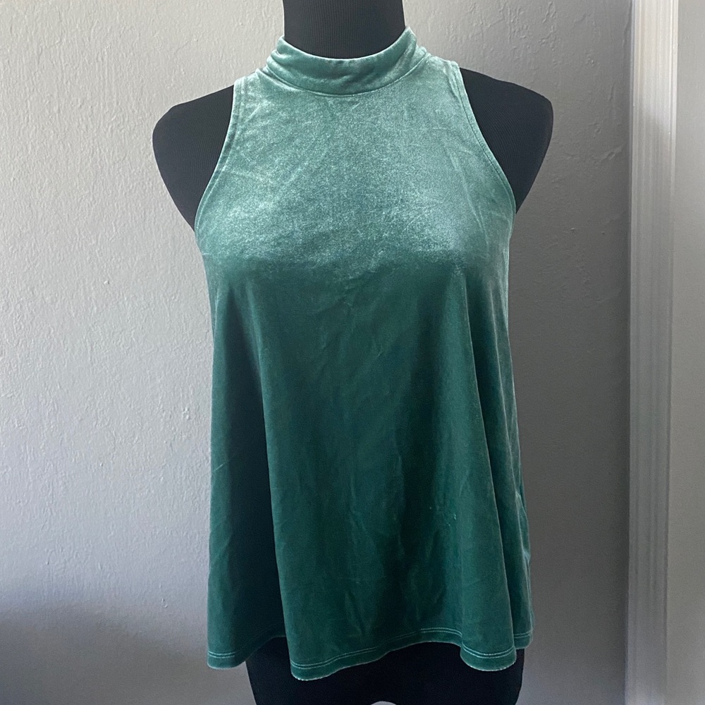 Abercrombie and Fitch green velvet mock neck top